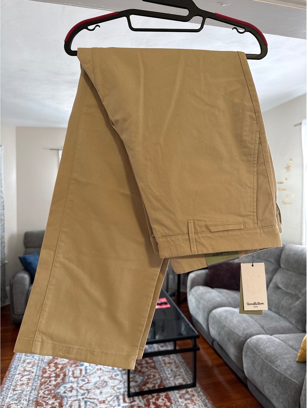 Goodfellow & Co Relaxed Chino Pants, size 36x32, Khaki Beige, New with Tag